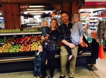 Jim Gannon and Danielle Gannon with their three children inside Organnons Natural Market Jim Gannon and Danielle Gannon with their three children inside Organnons Natural Market